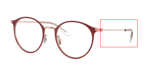 Original Ray-Ban RB1053 Junior Sehbrillen Bügel, Farbe 4077 · Matt bordeaux auf rosa gold