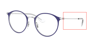 Original Ray-Ban RB1053 Junior Sehbrillen Bügel, Farbe 4079 · Matt lila auf silber