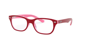 Ray-Ban RY1555, Farbe 3761 · Bordeaux auf transparent rosa