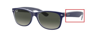 Original Ray-Ban RB2132 New Wayfarer Bügel, Farbe 6053 · Oben blau matt auf transparent