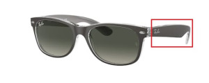 Original Ray-Ban RB2132 New Wayfarer Bügel, Farbe 6143 · Oben brushed gunmetal auf transp
