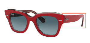 Original Ray-Ban RB2186 State Street Bügel, Farbe 1296 · Rot auf transparent grau