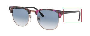 Original Ray-Ban RB3016 Clubmaster Bügel, Farbe 1257 · Gesprenkelt grau/violett