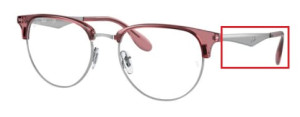 Original Ray-Ban RB6396 Sehbrillen Bügel, Farbe 3131 · Transparent rot auf silber