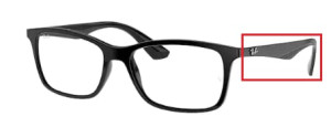 Original Ray-Ban RB7047 Sehbrillen Bügel, Farbe 2000 · Schwarz glänzend