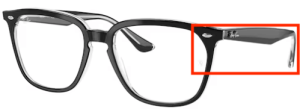 Original Ray-Ban RB4362V Sehbrillen Bügel, Farbe 2034 · Oben schwarz auf transparent