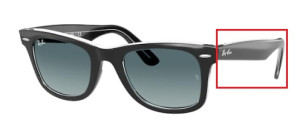 Original Ray-Ban RB2140 Wayfarer Bügel, Farbe 1294 · Schwarz auf transparent