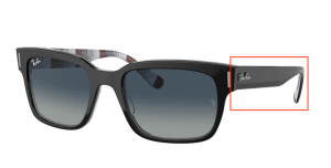 Original Ray-Ban RB2190 Jeffrey Bügel, Farbe 1318 · Schwarz auf chevron grau/burgundy