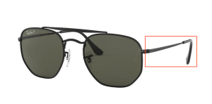Original Ray-Ban RB3648 The Marshal Bügel, Farbe 002 · Schwarz