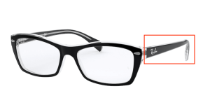 Original Ray-Ban RB5255 Sehbrillen Bügel, Farbe 2034 · Oben schwarz auf transparent