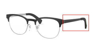 Original Ray-Ban RB6317V Sehbrillen Bügel, Farbe 2832 · Oben schwarz auf silber matt