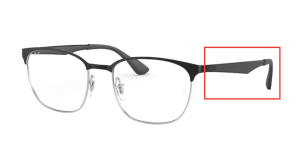 Original Ray-Ban RB6356V Sehbrillen Bügel, Farbe 2861 · Oben schwarz auf silber