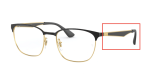 Original Ray-Ban RB6356V Sehbrillen Bügel, Farbe 2875 · Oben schwarz matt auf gold glänzend