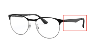 Original Ray-Ban RB6365 Sehbrillen Bügel, Farbe 2861 · Oben schwarz auf silber