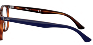 Original Ray-Ban RB7151 Sehbrillen Bügel, Farbe 5910 · Oben blau auf Havanna rot