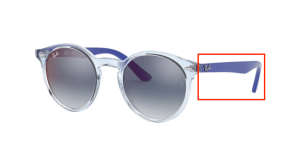 Original Ray-Ban RB9064S Junior Bügel, Farbe 7051 · Transparent blau hell