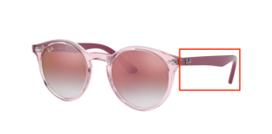 Original Ray-Ban RB9064S Junior Bügel, Farbe 7052 · Transparent rosa