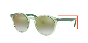 Original Ray-Ban RB9064S Junior Bügel, Farbe 7053 · Transparent grün