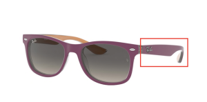 Original Ray-Ban RB9052S Junior JUNIOR NEW WAYFARER Bügel, Farbe 7033 · Oben violett matt auf orange