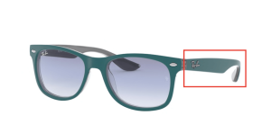Original Ray-Ban RB9052S Junior JUNIOR NEW WAYFARER Bügel, Farbe 7034 · Oben matt torquoise auf grau