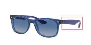 Original Ray-Ban RB9052S Junior JUNIOR NEW WAYFARER Bügel, Farbe 7062 · Transparent blau