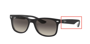 Original Ray-Ban RB9052S Junior JUNIOR NEW WAYFARER Bügel, Farbe 7022 · Schwarz matt auf transparent