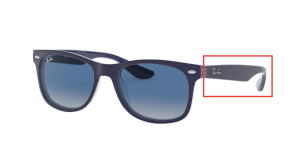 Original Ray-Ban RB9052S Junior JUNIOR NEW WAYFARER Bügel, Farbe 7023 · Blau matt auf transparent