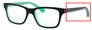 Original Ray-Ban RB1536 Bügel, Farbe 3764 · Schwarz auf grün transparent