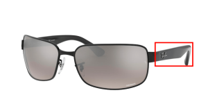 Original Ray-Ban RB3566CH Bügel, Farbe 002 · Schwarz