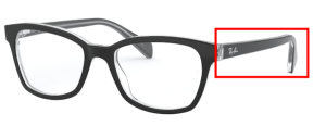 Original Ray-Ban RB1591 Junior Bügel, Farbe 3529 · Schwarz auf transparent